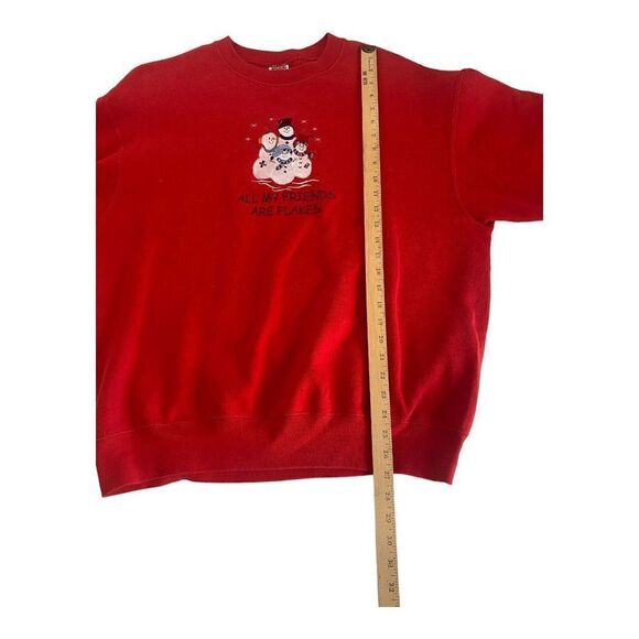 VTG 90s Embroidered Snowman Christmas Sweatshirt XL All My Friends Are Flakes - Picture 8 of 11